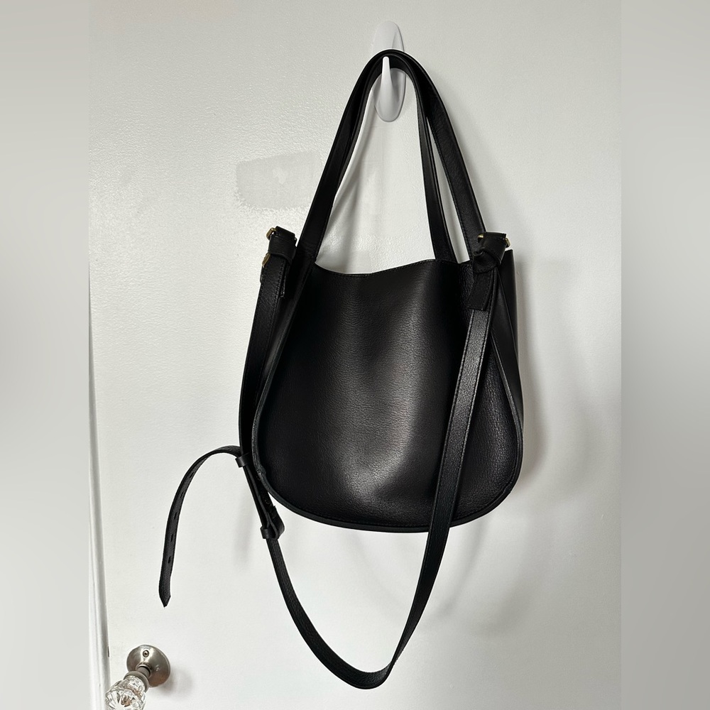 Madewell Black Leather Tote Bag